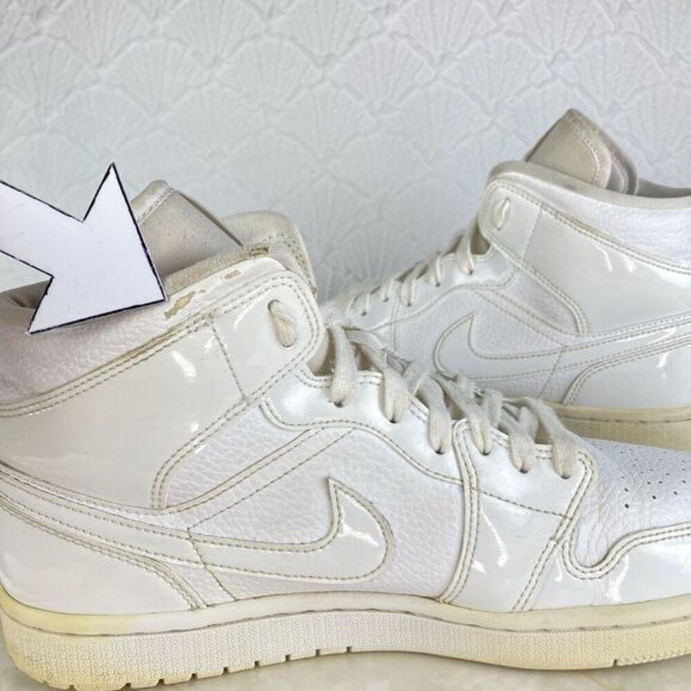Nike Air Jordan 1 Mid Sneakers Mens 10.5 Triple White Leather High Rise Shoes - Picture 13 of 13